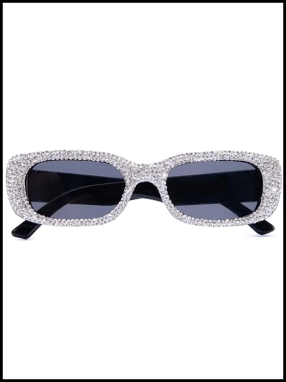 Retro Rectangular Rhinestone Sunglasses UV400 Protection Sparkly Party Trendy
